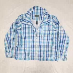 Lauren Ralph Lauren Active Jacket Large Blue Plaid Zip Front Lightweight Jacket